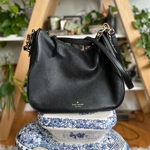 Kate Spade black leather gold hardware large crossbody bag
